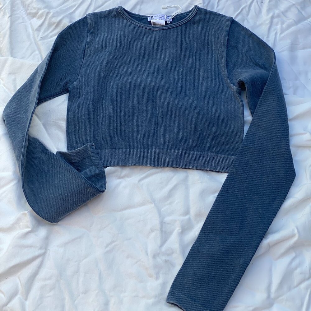 Zara Ribbed Long Sleeve Crop Top (XS-S)